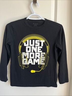 Place Black Graphic Tee with Yellow Headset